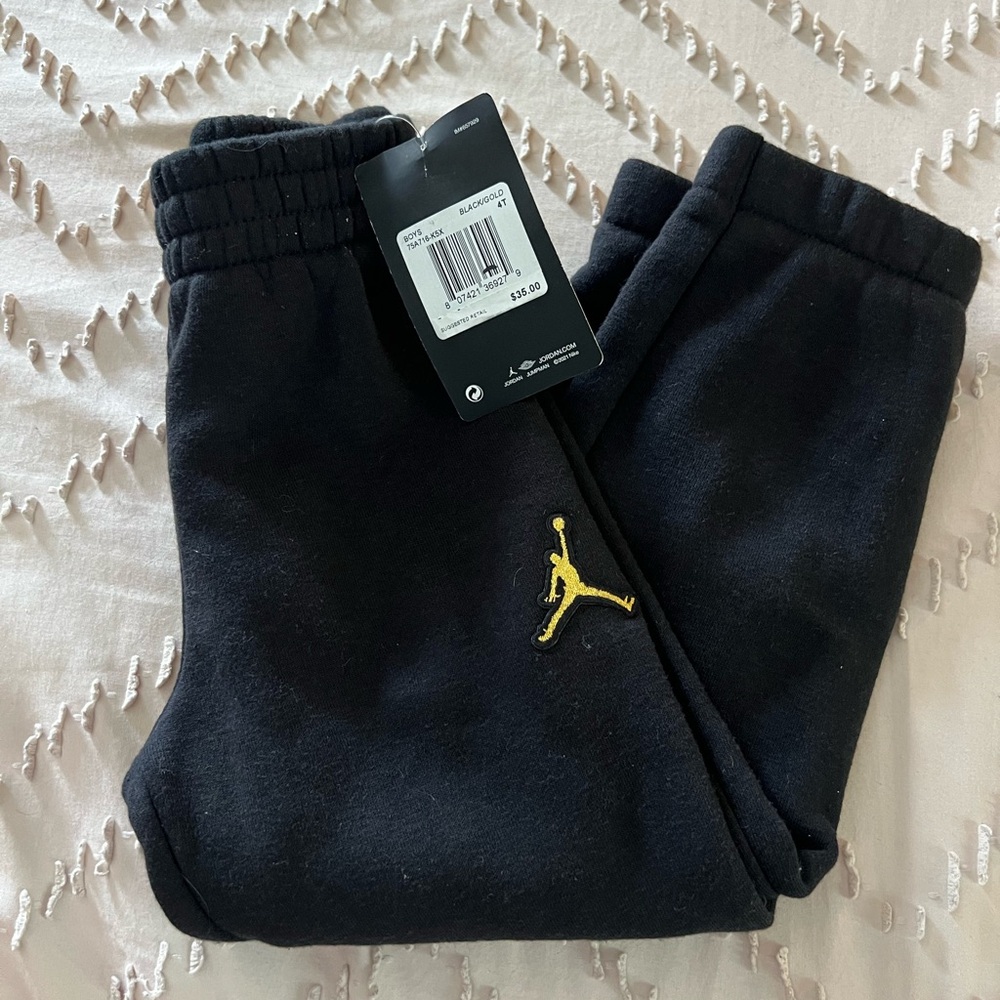 Jordan Kids Black Joggers with Gold Logo